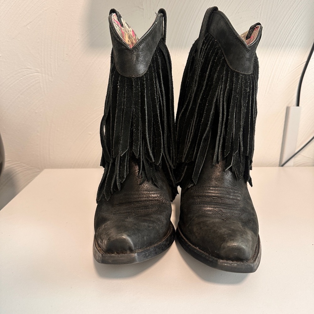 Ariat Black Fringe Ankle Booties